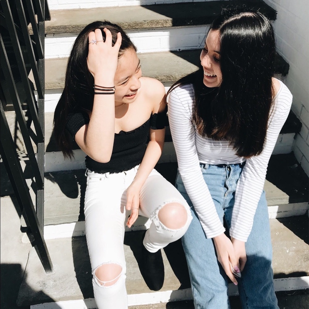 Reversible Scoop-Neck Long-Sleeved Rib Top